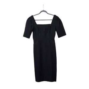 Stop Staring! Black Tailored Slimming 1/2 Sleeve Elegant Midi Dress, Size Large